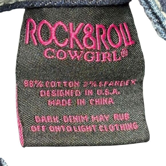 Rock & Roll Cowgirl Women's Wide-Leg Jeans 32x32 dark Wash Blue Denim - Picture 10 of 12